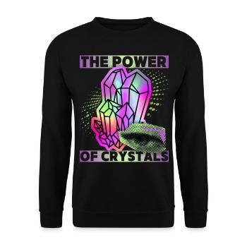 Crystals, Magic Crystals Saying Crystal-Power - Unisex Sweatshirt - black - Front - Alina (178cm) & Michal (187cm)