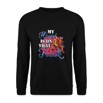 Mein Herz Ist Auf Dieser Strecke Läufer - Unisex Pullover - Schwarz - Vorne - Alina (178cm) & Michal (187cm)