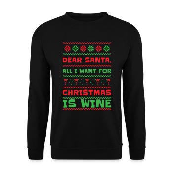 Dear Santa Christmas Wine Holiday Drinking Wine - Unisex Sweatshirt - black - Front - Alina (178cm) & Michal (187cm)