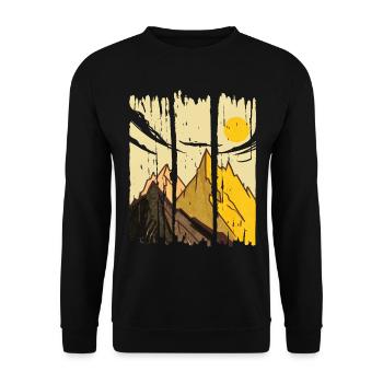 PAINTED ART MOUNTAINS WITH SUN - Unisex Sweatshirt - black - Front - Alina (178cm) & Michal (187cm)