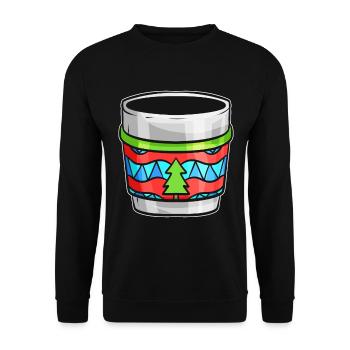 Bécher d’automne avec pull moche pour Noël - Sweat-shirt Unisexe - noir - Devant - Alina (178cm) & Michal (187cm)