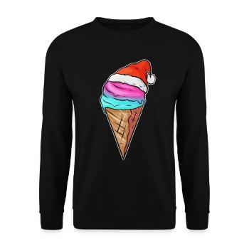 Ice Cream Cone With Ice Cream And Santas Hat For - Unisex Sweatshirt - black - Front - Alina (178cm) & Michal (187cm)