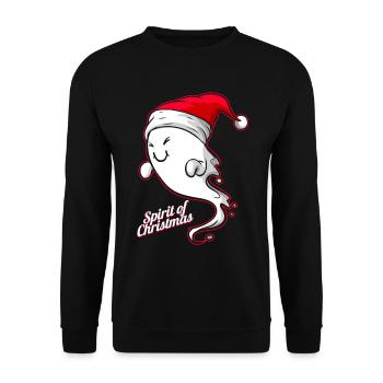 Fantôme avec le chapeau du père Noël de Noël - Sweat-shirt Unisexe - noir - Devant - Alina (178cm) & Michal (187cm)