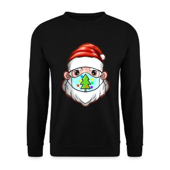 Santa With Christmas Tree Mask Celebrating - Unisex Sweatshirt - black - Front - Alina (178cm) & Michal (187cm)