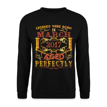 March 2017 - birthday 2017 legends were born. - Unisex Sweatshirt - black - Front - Alina (178cm) & Michal (187cm)