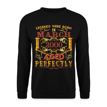March 2000 - birthday 2000 legends were born. - Unisex Sweatshirt - black - Front - Alina (178cm) & Michal (187cm)