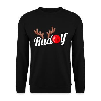 Rudolph The Reindeer Antlers Red Nose Christmas - Unisex Pullover - Schwarz - Vorne - Alina (178cm) & Michal (187cm)