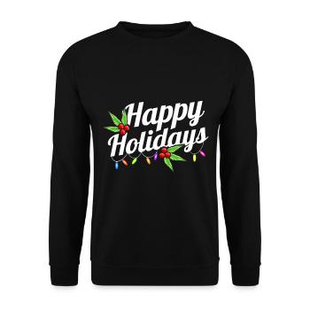 Happy Holidays Logo With Fairy Lights Mistletoe - Unisex Pullover - Schwarz - Vorne - Alina (178cm) & Michal (187cm)