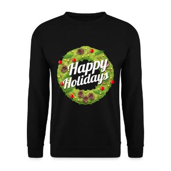 Christmas Wreath Happy Holidays For Marry - Unisex Pullover - Schwarz - Vorne - Alina (178cm) & Michal (187cm)