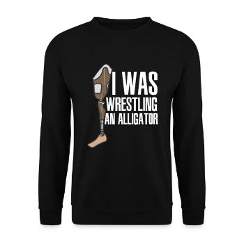 Je luttais contre un amputé de jambe d’alligator - Sweat-shirt Unisexe - noir - Devant - Alina (178cm) & Michal (187cm)