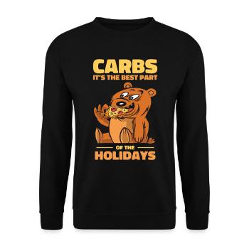 Weihnachtsbär Kohlenhydrate Feiertag Pizza Fast - Unisex Pullover - Schwarz - Vorne - Alina (178cm) & Michal (187cm)