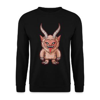 Kawaii Krampus Devil Demon Dark Christmas - Unisex Pullover - Schwarz - Vorne - Alina (178cm) & Michal (187cm)