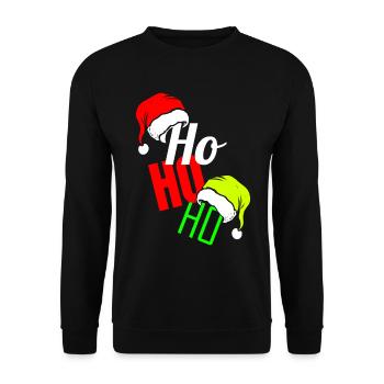 Ho HO HO Elfs Hat et Santas Hat pour Noël - Sweat-shirt Unisexe - noir - Devant - Alina (178cm) & Michal (187cm)