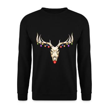 Reindeer Skull of Rudolph With Fairy Lights Dark - Unisex Sweatshirt - black - Front - Alina (178cm) & Michal (187cm)