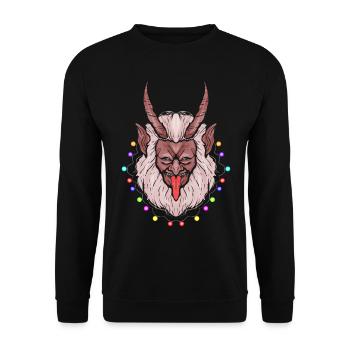 Evil Krampus Devil Demon Dark Christmas - Unisex Pullover - Schwarz - Vorne - Alina (178cm) & Michal (187cm)