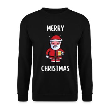 Merry Christmas Funny Christmas Shirt - Unisex Sweatshirt - black - Front - Alina (178cm) & Michal (187cm)
