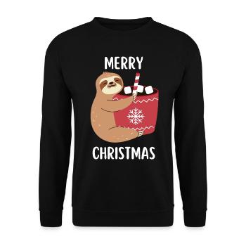 Merry Christmas Funny Christmas Shirt - Unisex Sweatshirt - black - Front - Alina (178cm) & Michal (187cm)