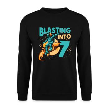 Astronauten-liebhaber-raumschiff All the best for the 7. - Unisex Sweatshirt - black - Front - Alina (178cm) & Michal (187cm)