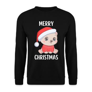 Merry Christmas Funny Christmas Shirt - Unisex Sweatshirt - black - Front - Alina (178cm) & Michal (187cm)