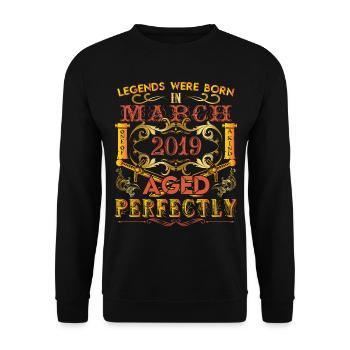 March 2019 - birthday 2019 legends were born. - Unisex Sweatshirt - black - Front - Alina (178cm) & Michal (187cm)