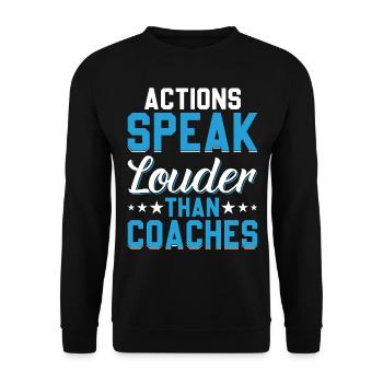 Soccer - Actions Speak Louder Than Coaches - Unisex Sweatshirt - black - Front - Alina (178cm) & Michal (187cm)