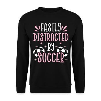 Soccer Lover - Easily Distracted By Soccer - Socce - Unisex Sweatshirt - black - Front - Alina (178cm) & Michal (187cm)