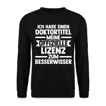 Doktor Abschluss Doktorand Promotion Doktortitel - Unisex Pullover - Schwarz - Vorne - Alina (178cm) & Michal (187cm)