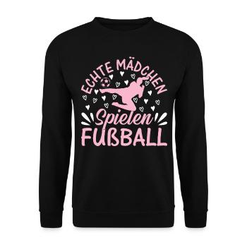 De vraies filles jouent au football - Joueur de football G - Sweat-shirt Unisexe - noir - Devant - Alina (178cm) & Michal (187cm)
