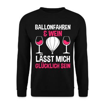 Ballonfahren Wein Luftfahrt Ballonfahrer Heißluftb - Unisex Pullover - Schwarz - Vorne - Alina (178cm) & Michal (187cm)