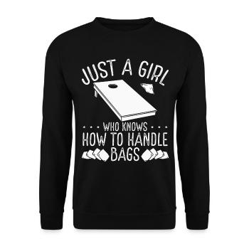 Cornhole Player Women Funny Tosser Drinking - Unisex Pullover - Schwarz - Vorne - Alina (178cm) & Michal (187cm)