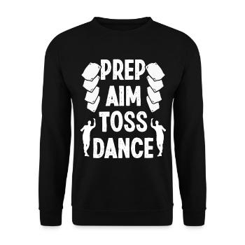 Cornhole Player Prep Aim Toss Dance Drinking Toss - Unisex Pullover - Schwarz - Vorne - Alina (178cm) & Michal (187cm)
