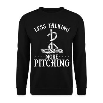 Horseshoe Pitching Game Less Talking more Tosser - Unisex Pullover - Schwarz - Vorne - Alina (178cm) & Michal (187cm)