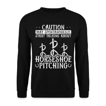 Horseshoe Pitching Game Caution start talking Toss - Unisex Pullover - Schwarz - Vorne - Alina (178cm) & Michal (187cm)