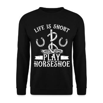 Horseshoe Pitching Game Life is short Tosser - Unisex Sweatshirt - black - Front - Alina (178cm) & Michal (187cm)