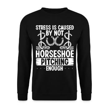 Horseshoe Pitching Game Stress is caused by Tosser - Unisex Sweatshirt - black - Front - Alina (178cm) & Michal (187cm)
