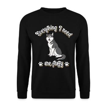 Everything I need are fluffy süßes Hunde Grey - Unisex Pullover - Schwarz - Vorne - Alina (178cm) & Michal (187cm)