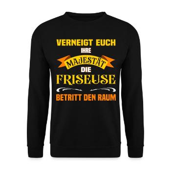 Ihre Majestät die Friseuse lustiges Beruf - Unisex Pullover - Schwarz - Vorne - Alina (178cm) & Michal (187cm)