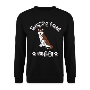 Everything I need are fluffy süßes Hunde red - Unisex Pullover - Schwarz - Vorne - Alina (178cm) & Michal (187cm)