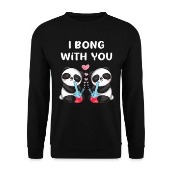 I bong with you verliebte Panda Bären niedliches - Unisex Pullover - Schwarz - Vorne - Alina (178cm) & Michal (187cm)