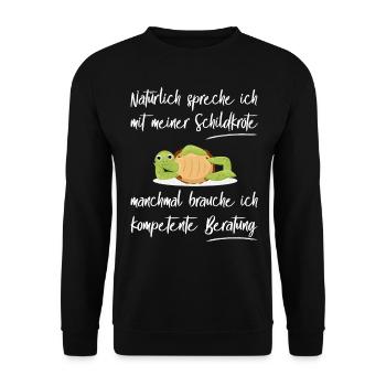 Lustiges Schildkröten Design Haustier - Unisex Pullover - Schwarz - Vorne - Alina (178cm) & Michal (187cm)
