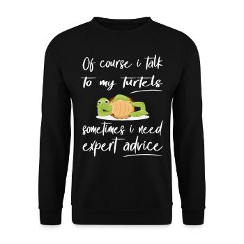 Funny Turtle Design Pet - Unisex Sweatshirt - black - Front - Alina (178cm) & Michal (187cm)