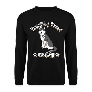 Everything I need are fluffy süßes Hunde Grey - Unisex Pullover - Schwarz - Vorne - Alina (178cm) & Michal (187cm)