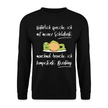 Lustiges Schildkröten Design Haustier - Unisex Pullover - Schwarz - Vorne - Alina (178cm) & Michal (187cm)