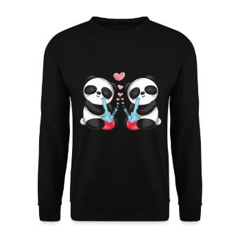 Panda Bears in Love Smoke Bong Cute - Unisex Sweatshirt - black - Front - Alina (178cm) & Michal (187cm)