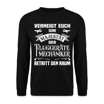 Eure Majestät der Fluggeräte Mechaniker lustiges - Unisex Pullover - Schwarz - Vorne - Alina (178cm) & Michal (187cm)