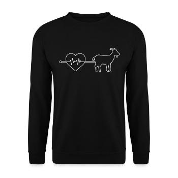 Ziege Herzschlag - Unisex Pullover - Schwarz - Vorne - Alina (178cm) & Michal (187cm)
