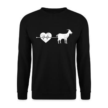 Ziege Herzschlag - Unisex Pullover - Schwarz - Vorne - Alina (178cm) & Michal (187cm)