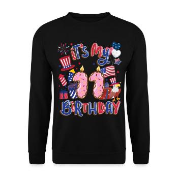 It's my 11th birthday Eagle July 4th - Unisex Sweatshirt - black - Front - Alina (178cm) & Michal (187cm)