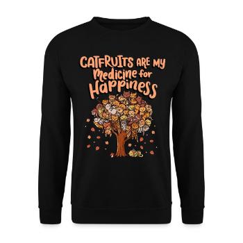 Cat fruits are my medicine for happiness - Unisex Sweatshirt - black - Front - Alina (178cm) & Michal (187cm)