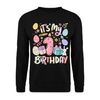 It's my 1 birthday Easter Donut Holiday - Unisex Sweatshirt - black - Front - Alina (178cm) & Michal (187cm)